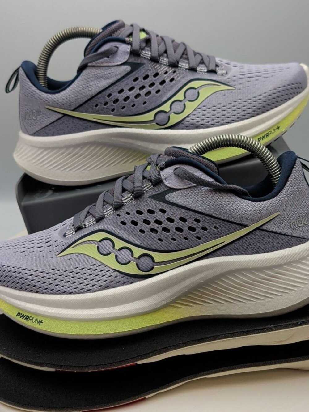 Saucony Ride 17 Running Shoes Sneakers Womens Size 8.5 Lavender Lime S10924-110